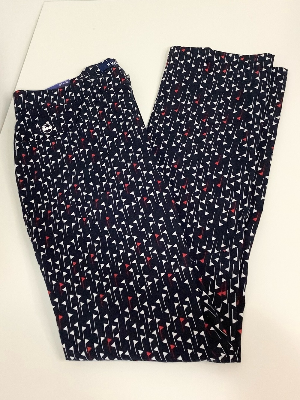 Swing Control Navy Golf Flags Print Men’s Pants, Size 36x32, Brand New